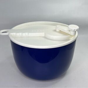 Vintage Copco Large White Salad Spinner Blue Lid Sam Lebowitz Design #604 USA
